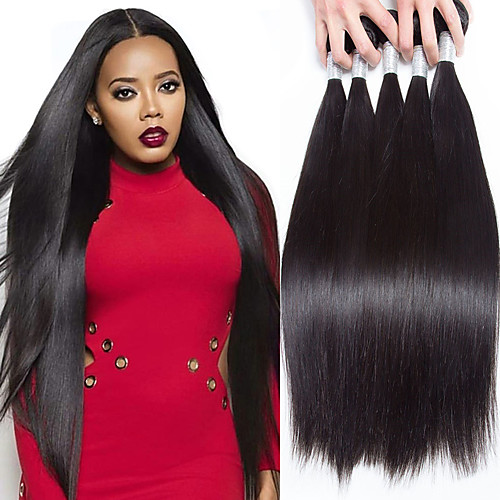 

5 Bundles Peruvian Hair Straight Human Hair 250 g Natural Color Hair Weaves / Hair Bulk One Pack Solution Human Hair Extensions Natural Human Hair Weaves Soft Unprocessed Human Hair Extensions / Long