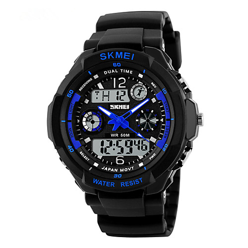 

SKMEI Men's Casual Watch Sport Watch Analog - Digital Digital Casual Water Resistant / Waterproof Alarm Dual Time Zones / One Year / Rubber / Japanese