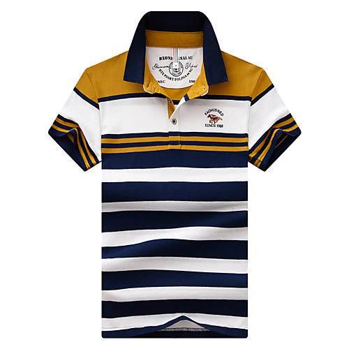

Men's Polo Striped Plus Size Embroidered Print Short Sleeve Daily Tops Cotton Active Streetwear Blue Red Yellow