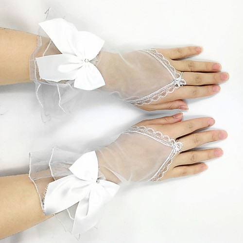 

Net Wrist Length Glove Bridal Gloves With Butterfly