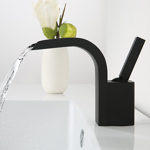 

Faucet Set - Waterfall / Widespread Black Deck Mounted Single Handle One HoleBath Taps