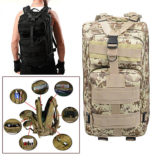 

25 L Hiking Backpack Military Tactical Backpack Multifunctional Rain Waterproof Wear Resistance Outdoor Camping Military / Tactical Travel Oxford Digital Jungle Digital Desert Python Mud Color