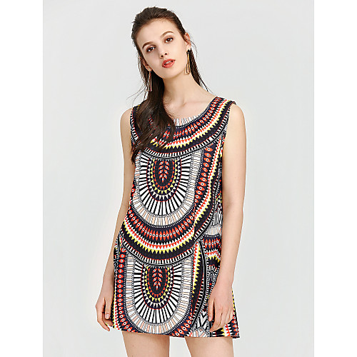 

Women's Sheath Dress Short Mini Dress Black Sleeveless Floral Summer Round Neck Casual Streetwear S M L XL