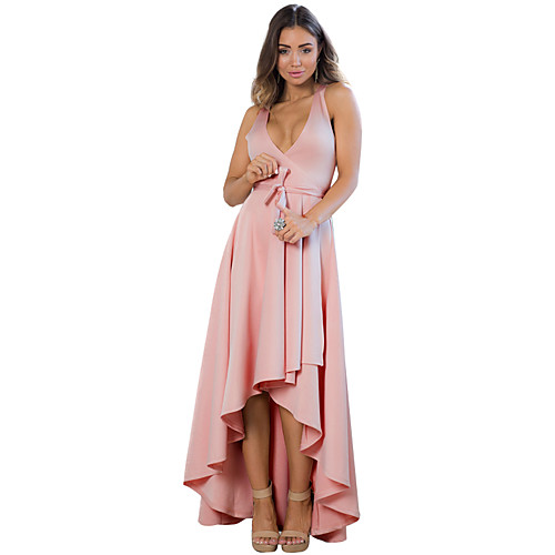 

Women's Sheath Dress Midi Dress White Blushing Pink Sleeveless Solid Colored Summer V Neck Basic S M L XL XXL