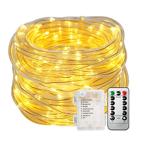 

8 Modes 10m 33ft 100 Led Fairy String Lights with Battery Remote Timer Control Operated Colorful Waterproof Copper Wire Twinkle Lights for Room Wedding Garden Party Wall Tree Decoration