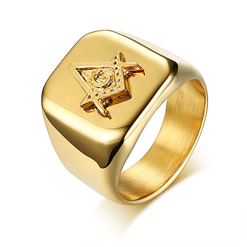 

Men's Band Ring Gold Steel Stainless Geometric Fashion Military Daily Formal Jewelry Geometrical freemason Cool