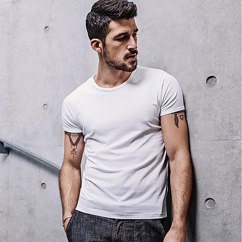 

Men's T shirt Solid Colored Short Sleeve Daily Tops Cotton Basic Streetwear White Gray
