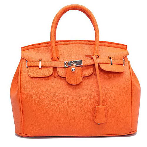 

Women's Zipper PU Top Handle Bag Black / Orange / Red