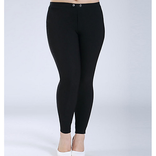 

Women's Basic Legging Solid Colored Basic Mid Waist Black L XL XXL