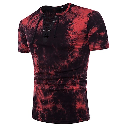 

Men's Graphic Camo / Camouflage T-shirt Basic Street chic Daily Holiday Round Neck Black / Red / Summer / Short Sleeve