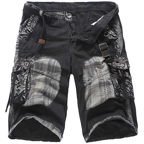 

Men's Cotton Loose Daily Sports Shorts Tactical Cargo Pants Camo / Camouflage Knee Length Black Army Green Light Green / Summer