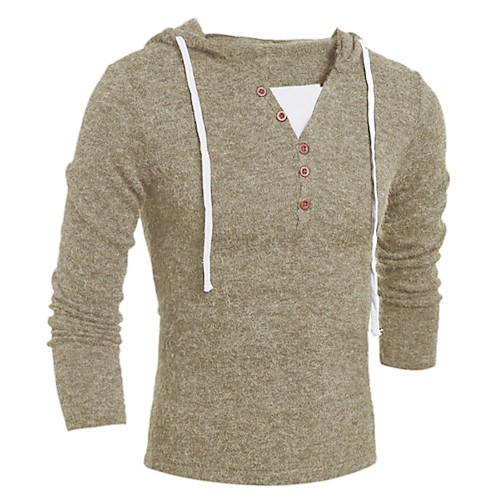 

Men's Basic Solid Colored Pullover Long Sleeve Slim Regular Sweater Cardigans Hooded Spring Fall Wine Dark Gray Beige