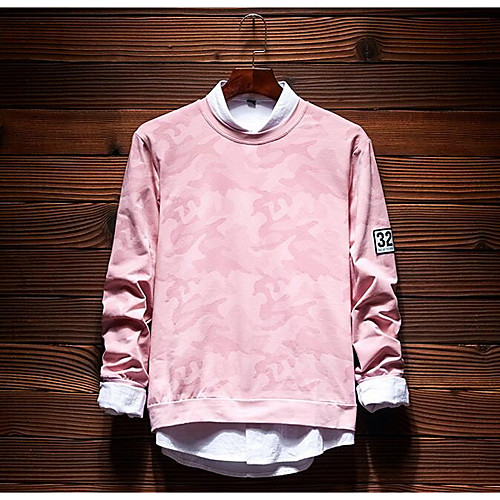 

Men's Sweatshirt Geometric Round Neck Daily Streetwear Hoodies Sweatshirts Long Sleeve Black Blue Blushing Pink / Spring