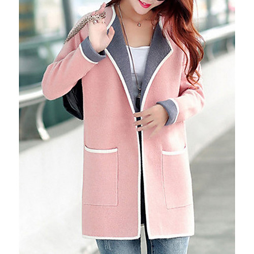 

Women's Coat Solid Color Vintage Style Stylish Winter Coat Regular Street Long Sleeve Polyester Coat Tops Fuchsia