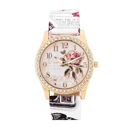 

Women's Casual Watch Fashion Watch Simulated Diamond Watch Quartz Quilted PU Leather White / Blue / Red Imitation Diamond Large Dial Analog Ladies Flower Fashion - Brown Red Pink One Year Battery Life