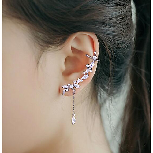 

Women's Cubic Zirconia Ear Cuff Ear Climbers Fashion Silver Plated Earrings Jewelry Silver For Wedding Party 1pc