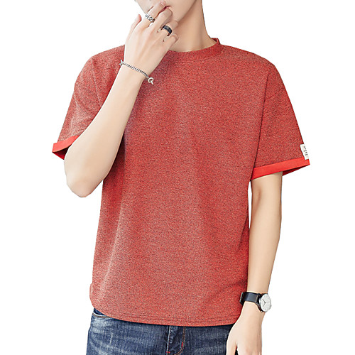 

Men's T shirt Solid Colored Short Sleeve Daily Tops Cotton Basic Streetwear Red Khaki Light gray