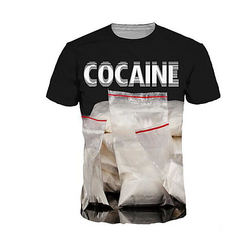 

Men's T shirt Letter Short Sleeve Daily Tops Streetwear Black