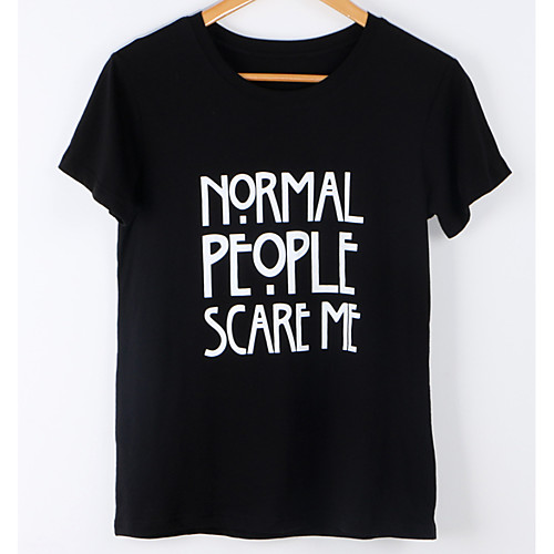 

Men's T shirt Letter Print Short Sleeve Daily Tops Cotton Basic Black