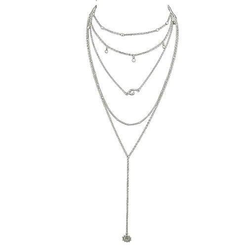 

Women's Y Necklace Layered Necklace Ladies Alloy Silver 37.5 cm Necklace Jewelry For Party / Evening School