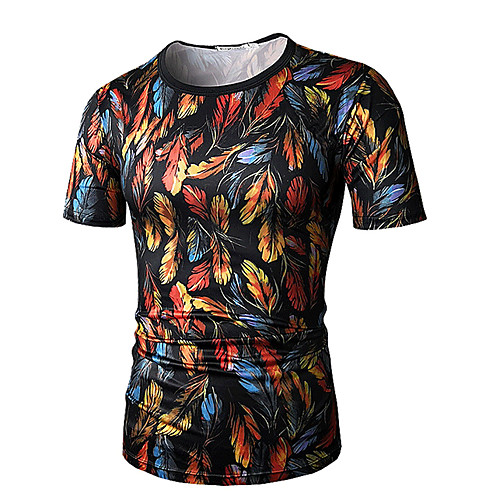 

Men's T shirt Color Block Short Sleeve Daily Tops Basic Yellow Green