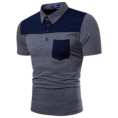 

Men's Striped Solid Colored Polo Basic Elegant Daily Work Shirt Collar White / Black / Navy Blue / Gray / Short Sleeve
