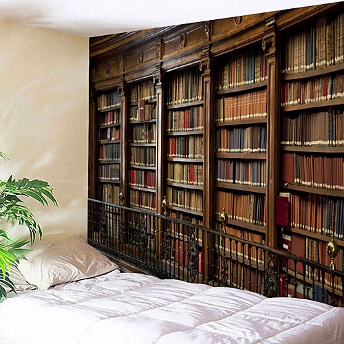 

Wall Tapestry Art Decor Blanket Curtain Picnic Tablecloth Hanging Home Bedroom Living Room Dorm Decoration Vintage Library Bookshelf