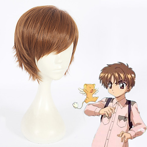 

Synthetic Wig Straight Layered Haircut Wig Short Brown Synthetic Hair Men's Natural Hairline Brown