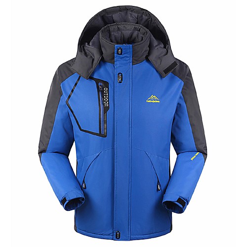 

Men's Hiking Jacket Winter Outdoor Thermal Warm Windproof Fleece Lining Breathable Winter Jacket Top Fleece Waterproof Full Length Visible Zipper Camping / Hiking Hunting Fishing Mineral Green Black