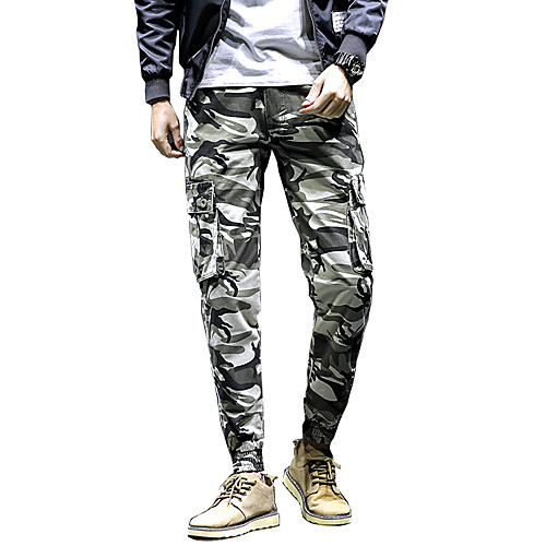 

Men's Basic Plus Size Cotton Daily Sports Sweatpants Tactical Cargo Pants Camo / Camouflage Full Length Yellow Gray / Summer / Fall