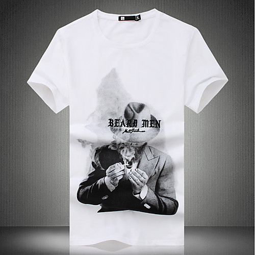 

Men's T shirt Portrait Plus Size Print Short Sleeve Daily Tops Cotton Chinoiserie White Black