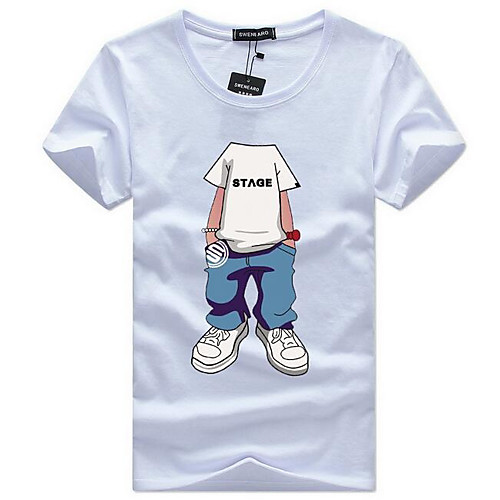 

Men's T shirt Portrait Short Sleeve Going out Tops Streetwear White Black Blue
