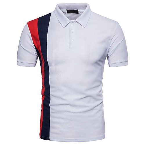 

Men's Polo Striped Color Block Patchwork Short Sleeve Daily Tops Basic Streetwear White Black Navy Blue
