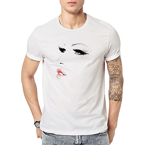 

Men's T shirt Color Block Short Sleeve Daily Tops Basic Streetwear White