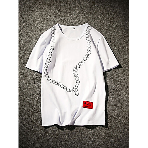 

Men's T shirt Skull Plus Size Print Short Sleeve Daily Tops Cotton Active White Black