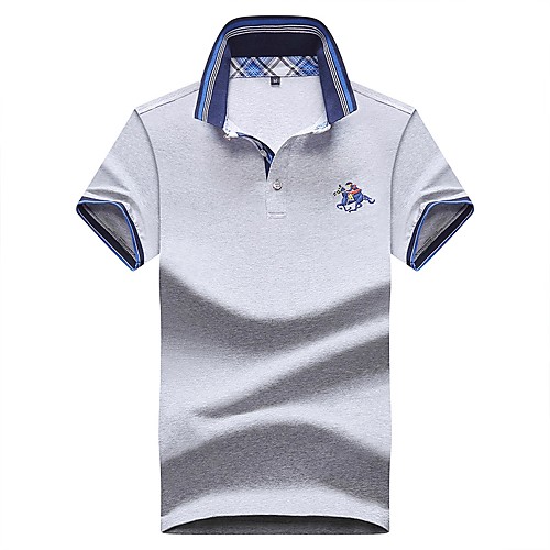 

Men's Polo Solid Colored Letter Embroidered Short Sleeve Party Tops Cotton Basic White Yellow Fuchsia