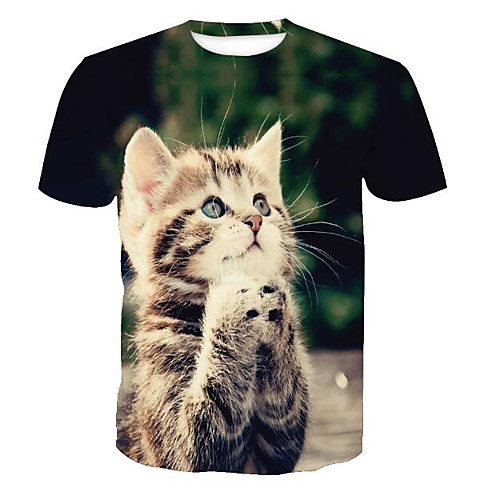 

Men's T shirt Animal Short Sleeve Daily Tops Green