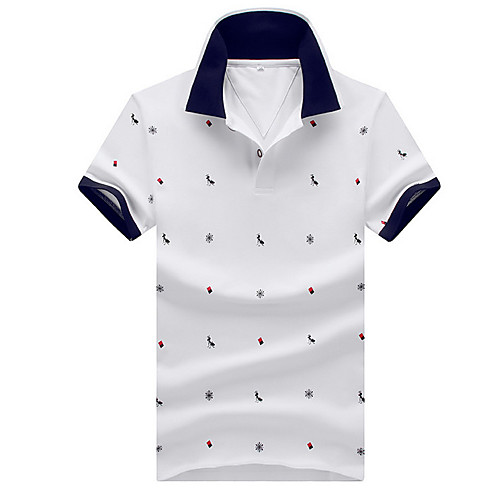 

Men's Polo Graphic Animal Print Short Sleeve Daily Tops Cotton Active White Royal Blue Gray