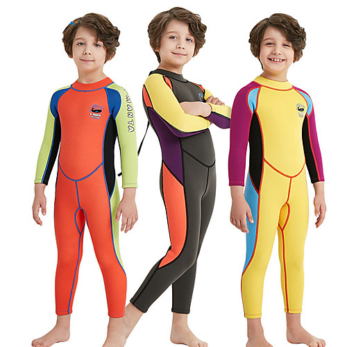 

Boys' Full Wetsuit 2mm SCR Neoprene Diving Suit High Elasticity Stretchy UPF50 Long Sleeve Back Zip Patchwork / Kid's