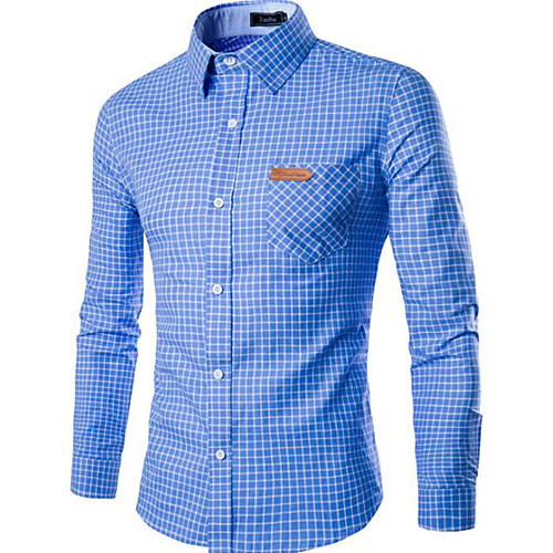 

Men's Shirt Plaid Print Long Sleeve Daily Tops Blue Red Blushing Pink