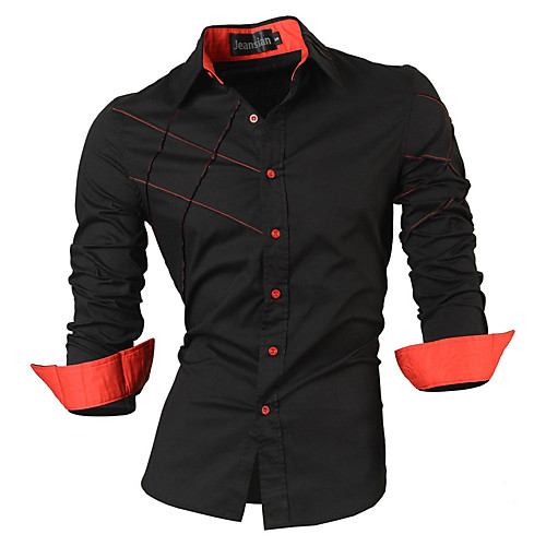 

Men's Shirt Solid Colored Long Sleeve Daily Tops Cotton Streetwear White Black Blue