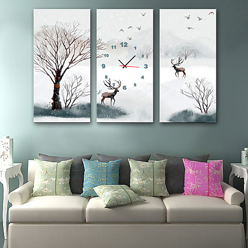 

Modern Style / Scenery Canvas Cuboid Floral Theme / Fantacy / Abstract Indoor Battery Decoration Wall Clock Analog Others No