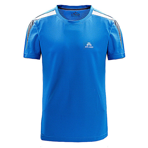 

Men's Hiking Tee shirt Short Sleeve Crew Neck Tee Tshirt Top Outdoor Breathable Quick Dry Fast Dry Moisture Wicking Summer Polyester Patchwork White Blue Green Camping / Hiking Outdoor Exercise