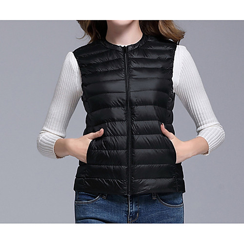 

Women's Down Parka Daily Solid Colored White Goose Down Cotton Polyester Black / Blushing Pink / Wine S / M / L