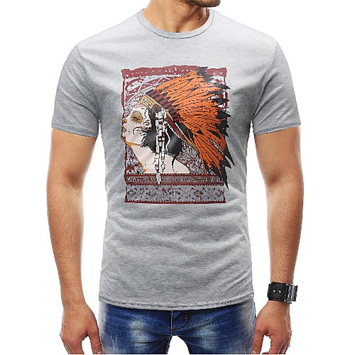 

Men's T shirt Portrait Plus Size Print Short Sleeve Daily Tops Basic White Black Gray