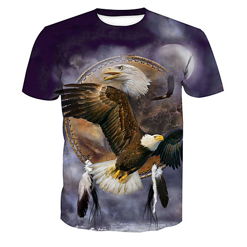 

Men's T shirt Animal Print Short Sleeve Daily Tops Basic Purple