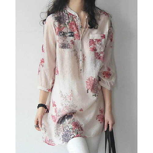 

Women's Shirt Floral Long Sleeve Daily Tops Streetwear Red Green