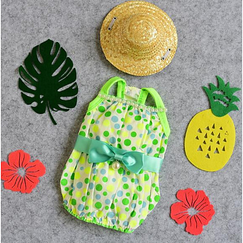 

Dog Cat Dress Polka Dot Bowknot Stylish Sweet Dog Clothes Puppy Clothes Dog Outfits Pink Green Costume for Girl and Boy Dog Polyester S M L