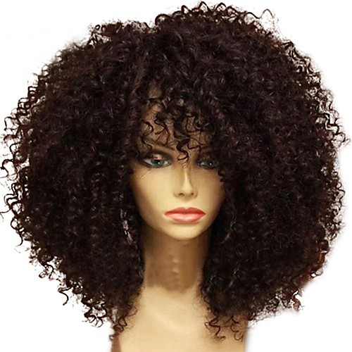 

Unprocessed Human Hair Lace Front Wig Layered Haircut Rihanna style Brazilian Hair Curly Black Wig 130% Density with Baby Hair African American Wig For Black Women Women's Short Medium Length Long