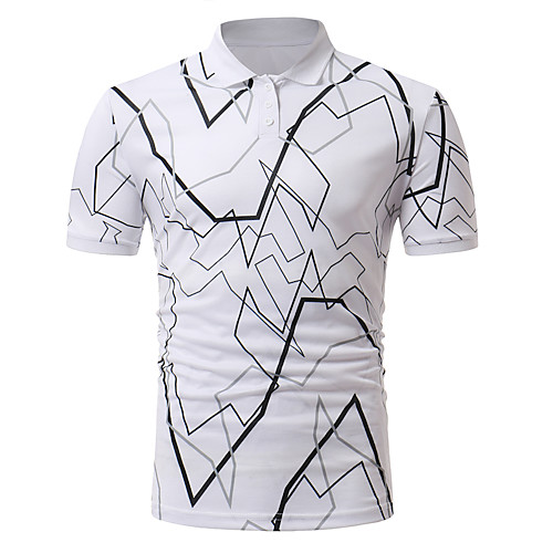 

Men's Polo Graphic Print Short Sleeve Work Tops Business White Black